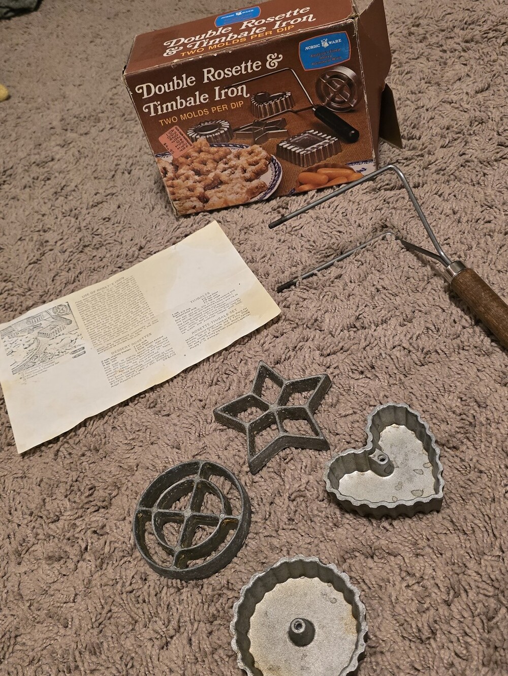 Vintage 1970s Nordic Ware Double Rosette & Timbale Iron Set No. 01300 Complete